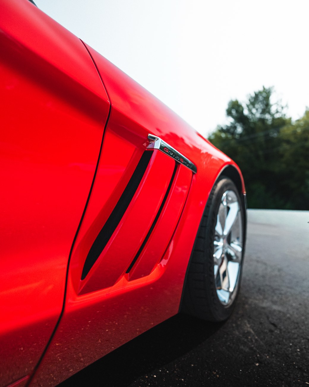 Red Corvette Grand Sport paint protection film at Eau Claire Auto Detail