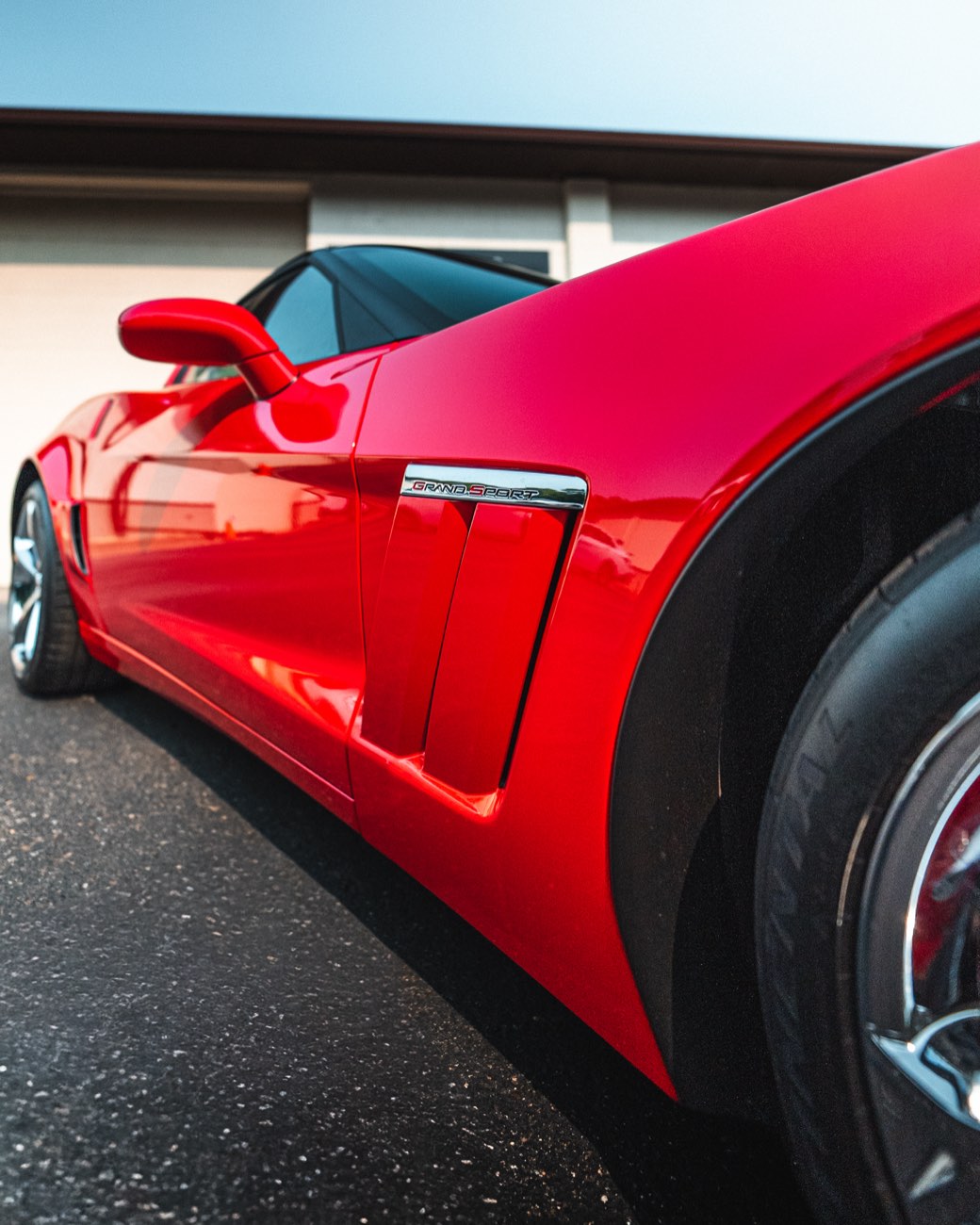 Red Corvette Grand Sport paint protection film at Eau Claire Auto Detail
